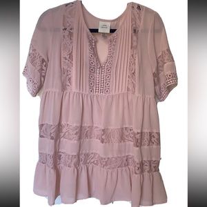Knox Rose Womens Top Medium Blush Pink Lace With Cami EUC